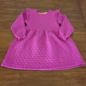 Mini bode Aggie Flower Jacquard long sleeve sweater Dress pink/purple SZ 6Y-7Y